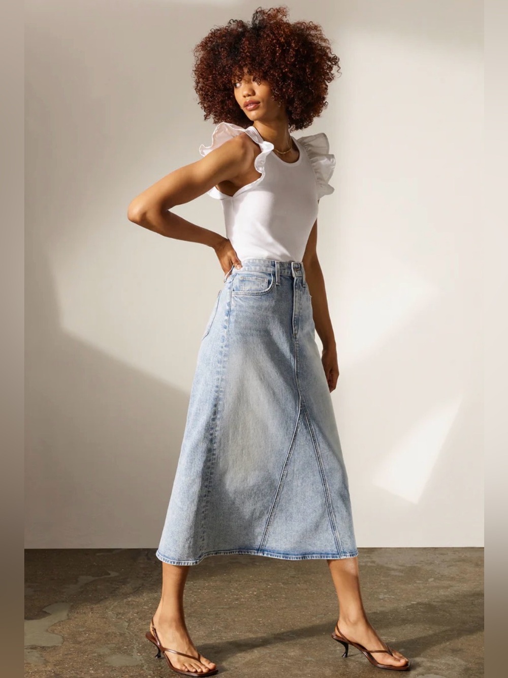 JOE’S The Tulie Skirt A-Line Denim Skirt Mariposa Color ORGANIC